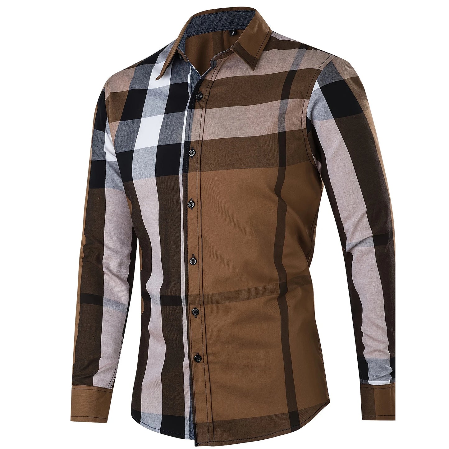 2025 New Fashion Mens Long Sleeve Button Down Shirts 100% Cotton Random Plaid Men's Casual Business Social Shirt for Men Tops