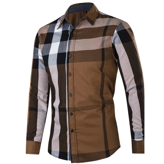 2025 New Fashion Mens Long Sleeve Button Down Shirts 100% Cotton Random Plaid Men's Casual Business Social Shirt for Men Tops