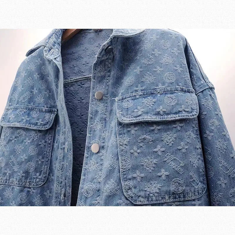 Denim Women's Autumn Loose Long Sleeve Shirt S-3X