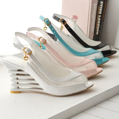 New Women Heel Sandals Buckle Open Toe High Wedge Summer Sexy Women Shoe