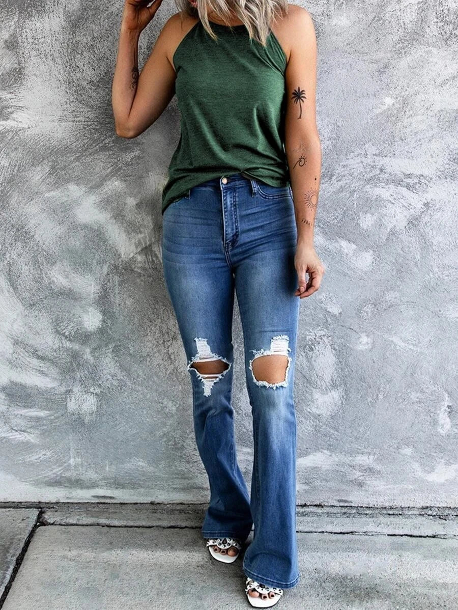 Women's Summer Sleeveless Halter Tee Shirts Crew Neck Workout Tank Tops Casual Plain Shirts.   S-2X
