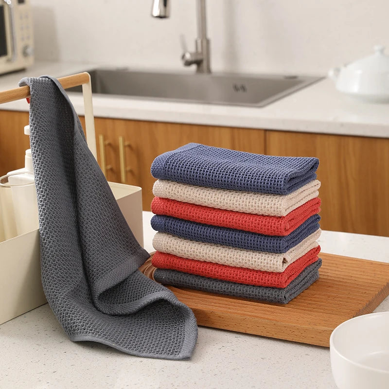 Cotton Rag Honeycomb Grid Dishcloth Towel Soft Absorbent Breathable Quick-drying Dish Cloth Hand Towels For Kitchen Cleaning