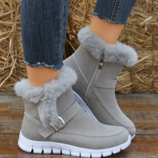 Winter Women Fur Warm Chelsea Boots Casual Short Plush Suede Ankle Boot Sport