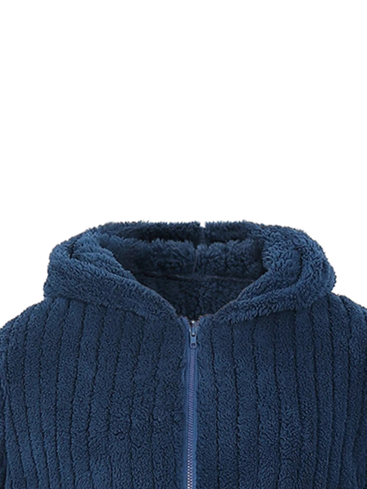 Plus Size Women's Casual Hooded Jacket Solid Colour Jacket