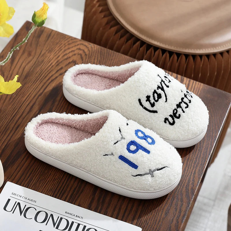 Women's T. Swift 1989 Fluffy Fur Slippers - Plush Winter Slides