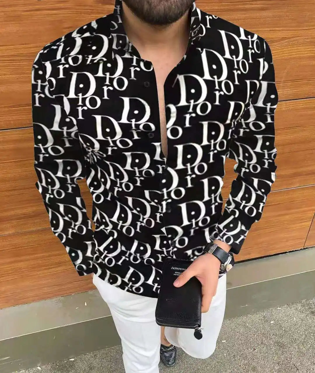 New Men's Long Sleeve Casual Printed Shirt Long Sleeve Shirt.  Sz: S-5Xl