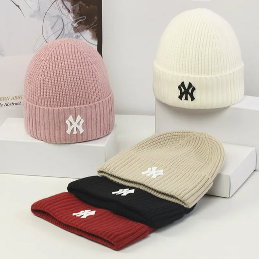 Unisex Keep Warm Autumn Winter Knitted Hat Female MY Letter Embroidery Hip-hop Hat Beanies Hats .