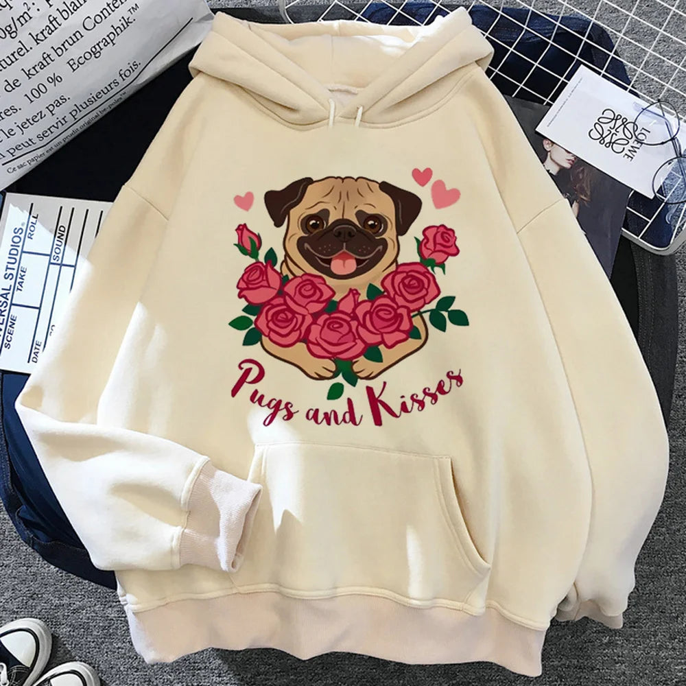 Pug hoodies women Fleece long sleeve  Hoodie.   XS-2X
