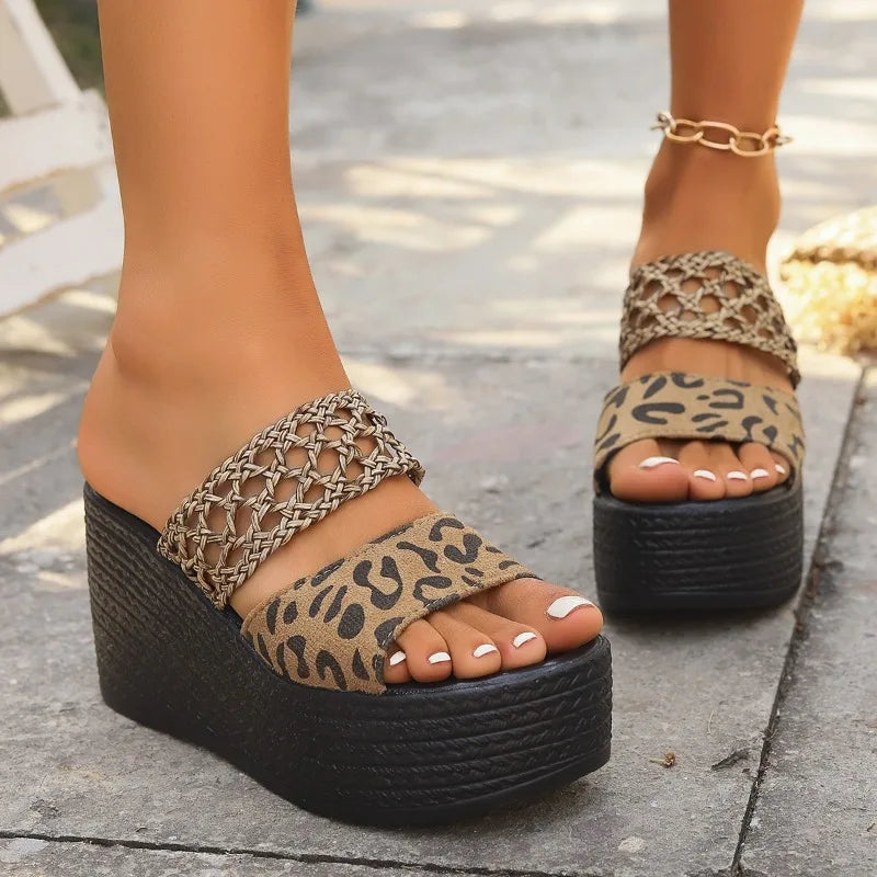Women Wedge Heels Peep Toe Sandals Thick Sole Summer Slides Women Shoes Zapatillas Mujer