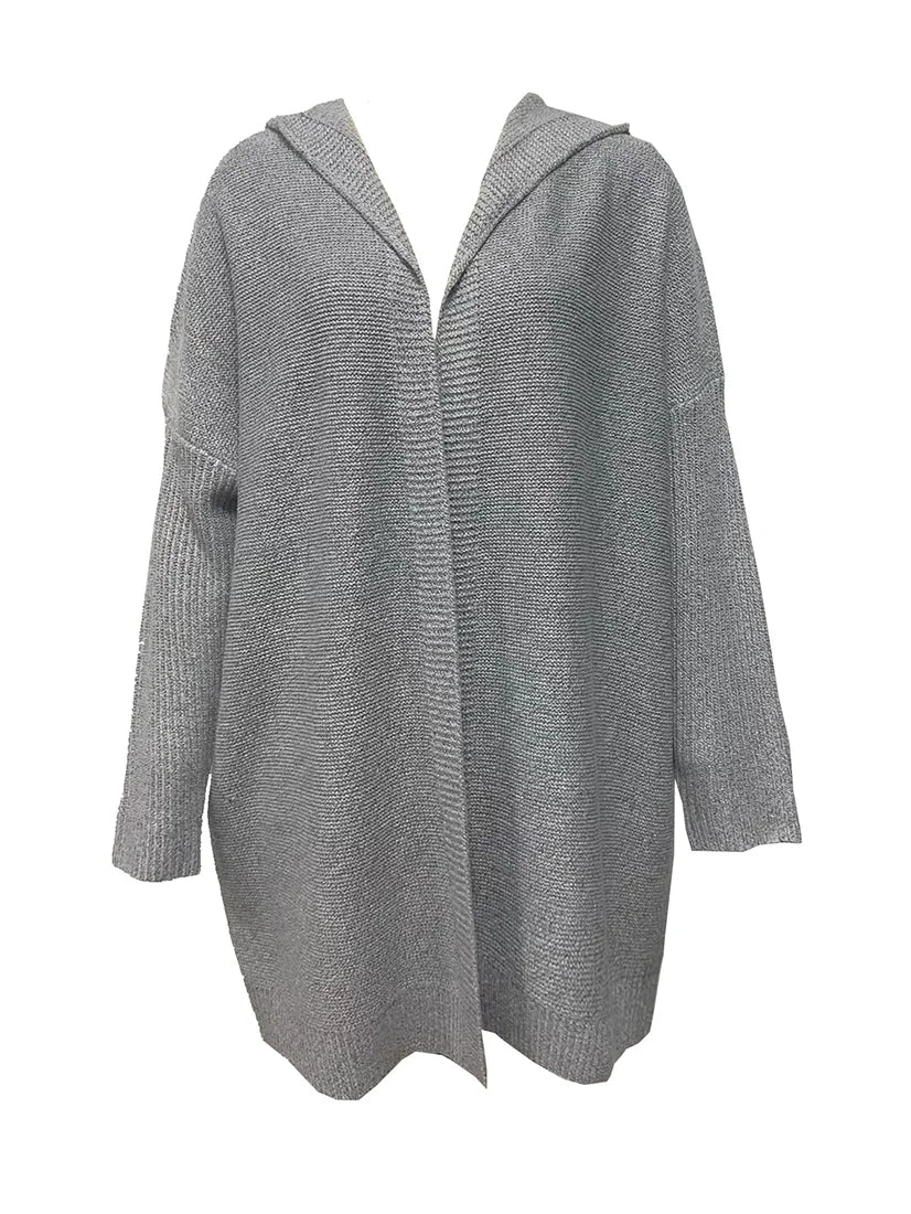 Plus size pure color warm cardigan