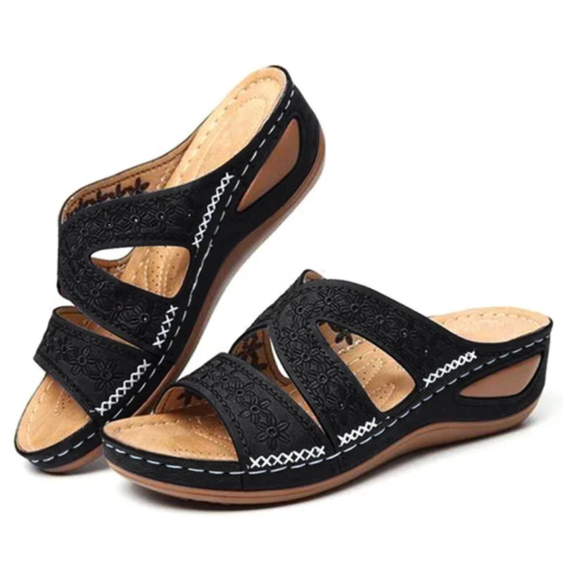 Premium Quality Orthopedic Open Toe Sandals Vintage Anti-Slip Leather Casual Female Platform European Style Shoe