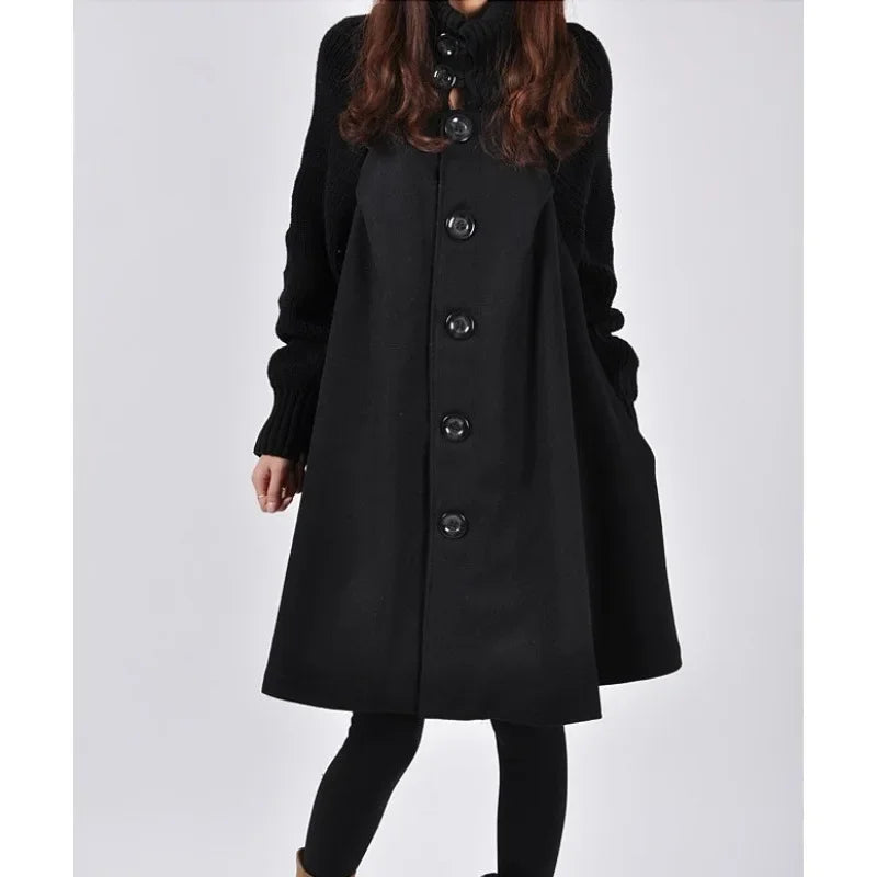Plus Size Autumn Winter New Women's Loose Fit Woolen Coat