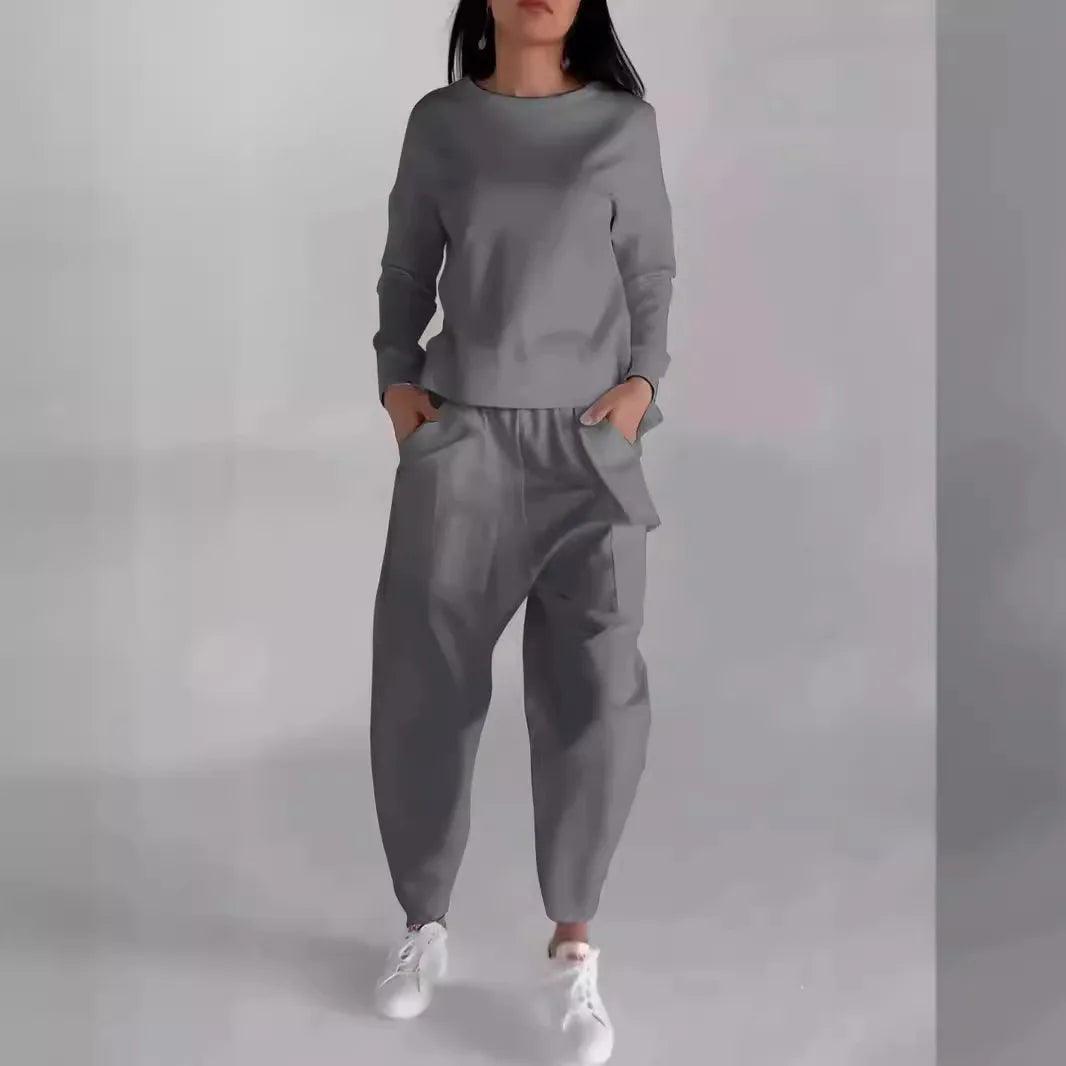 New Fashion Lace-up Craft Multi-pocket Trendy Sport Solid Color Casual Pants Set for Women.  S-3X