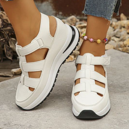 Women's Comfortable 2025 Hot Sale Closed Toe Rome Casual Sandals Women Hollow Platform Wedges .