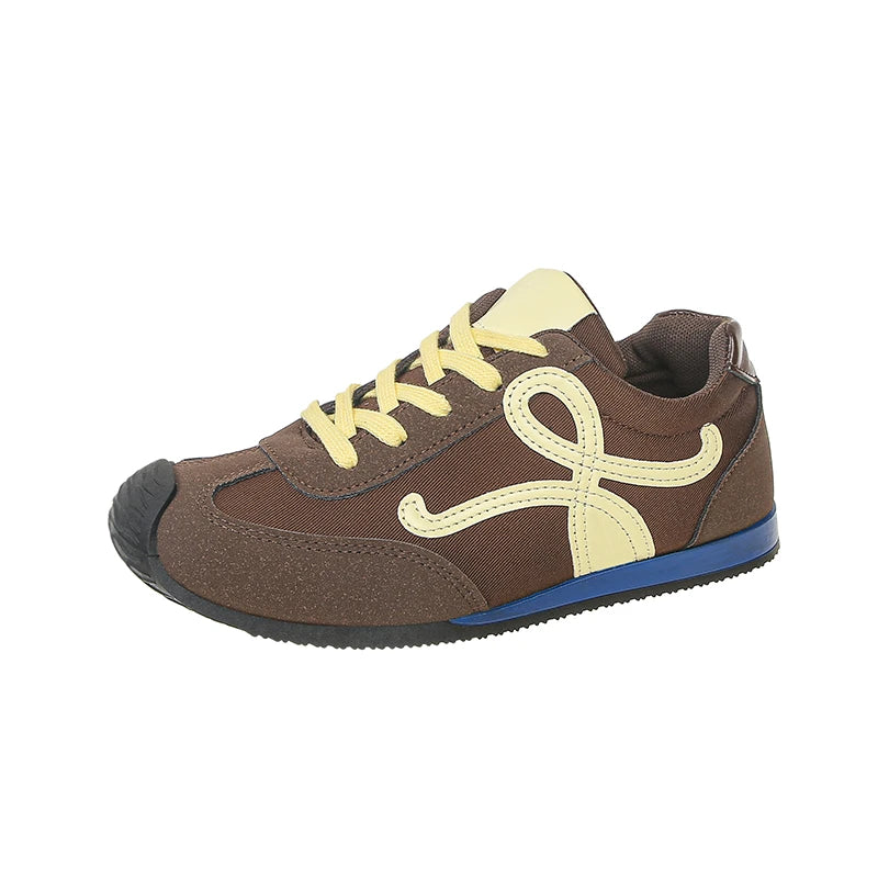 Sneaker Shoe For Women Genuine Leather Flat Lace-up