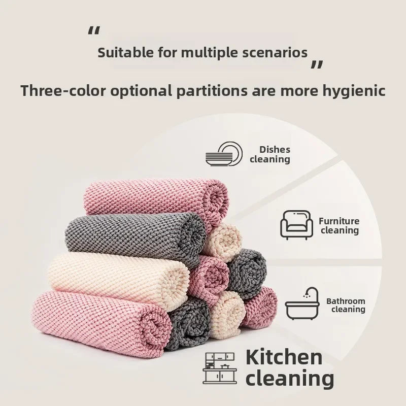 5pcs Corn Kernels Cleaning Cloth Microfiber Household Multi-functional Lazy Rag Cleaning Towel Strong Water Absorption 30*30cm