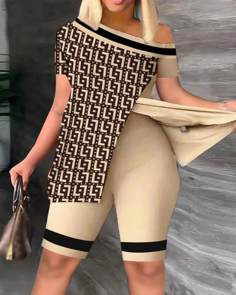 Fashion 2 Piece Set For Women Long Top And Shorts Suit 2025 Summer Casual Set.  S-3x