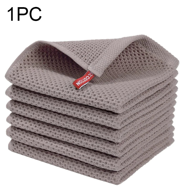 Cotton Rag Honeycomb Grid Dishcloth Towel Soft Absorbent Breathable Quick-drying Dish Cloth Hand Towels For Kitchen Cleaning