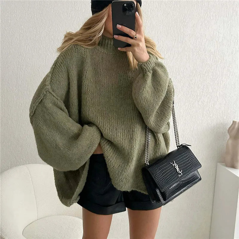 Womens Oversized Sweater Chunky Knit Pullover Cable Mock Neck Fall Sweater Pullovers Trendy Winter Clothes.  S-L