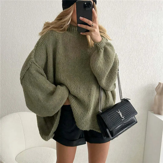 Womens Oversized Sweater Chunky Knit Pullover Cable Mock Neck Fall Sweater Pullovers Trendy Winter Clothes.  S-L