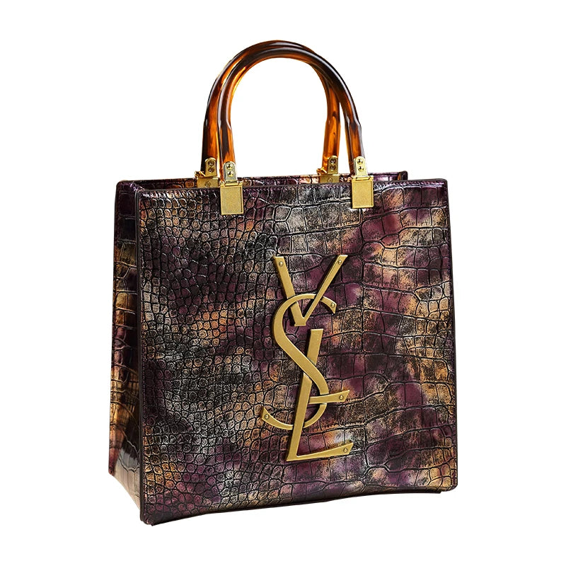 2025 New Arrival All-match Crocodile Pattern Atmospheric Middle-aged Women's Large Capacity Tote Bag .