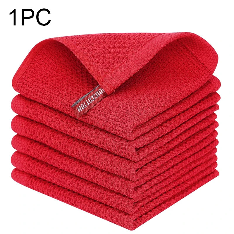 Cotton Rag Honeycomb Grid Dishcloth Towel Soft Absorbent Breathable Quick-drying Dish Cloth Hand Towels For Kitchen Cleaning