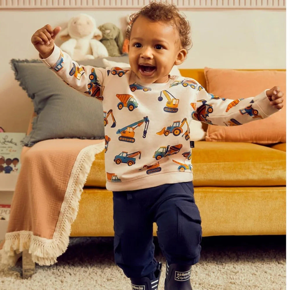 Kids Clothes 2025 New Spring Autumn Tops Children's Clothing Baby Boys Hoodies Cartoon Excavators Sweatshirt Cotton