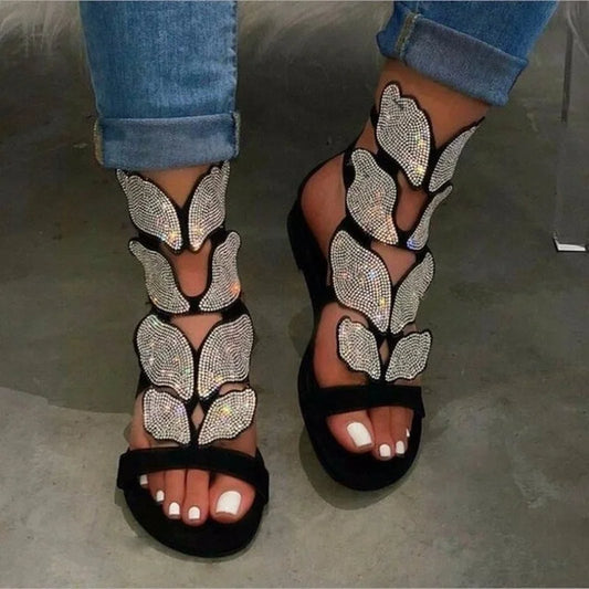Summer Fashion Sandals for Women Butterfly Crystal Gladiator Sandals Comfortable Open Toe .