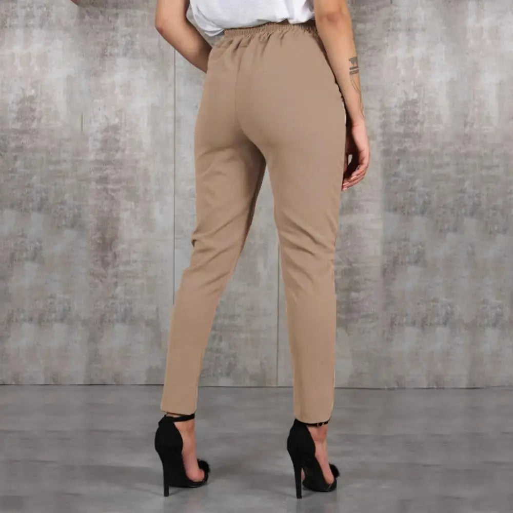 Casual Women Solid Colour Belted Elastic High Waist Harem Pants .  S-2X