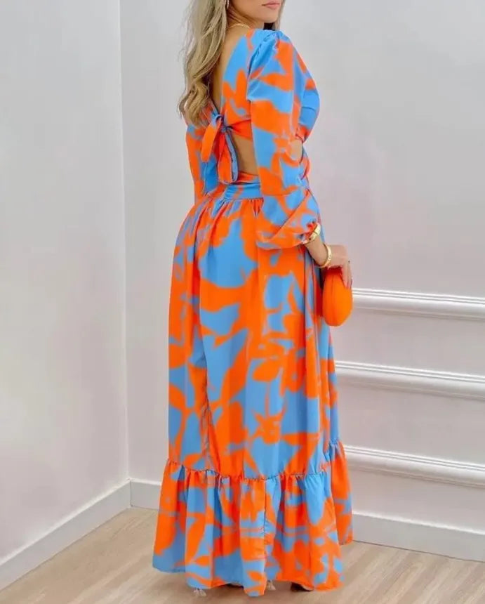 Women Summer Long Maxi Dress V-neck Sexy Fashion Dress.  S-XL