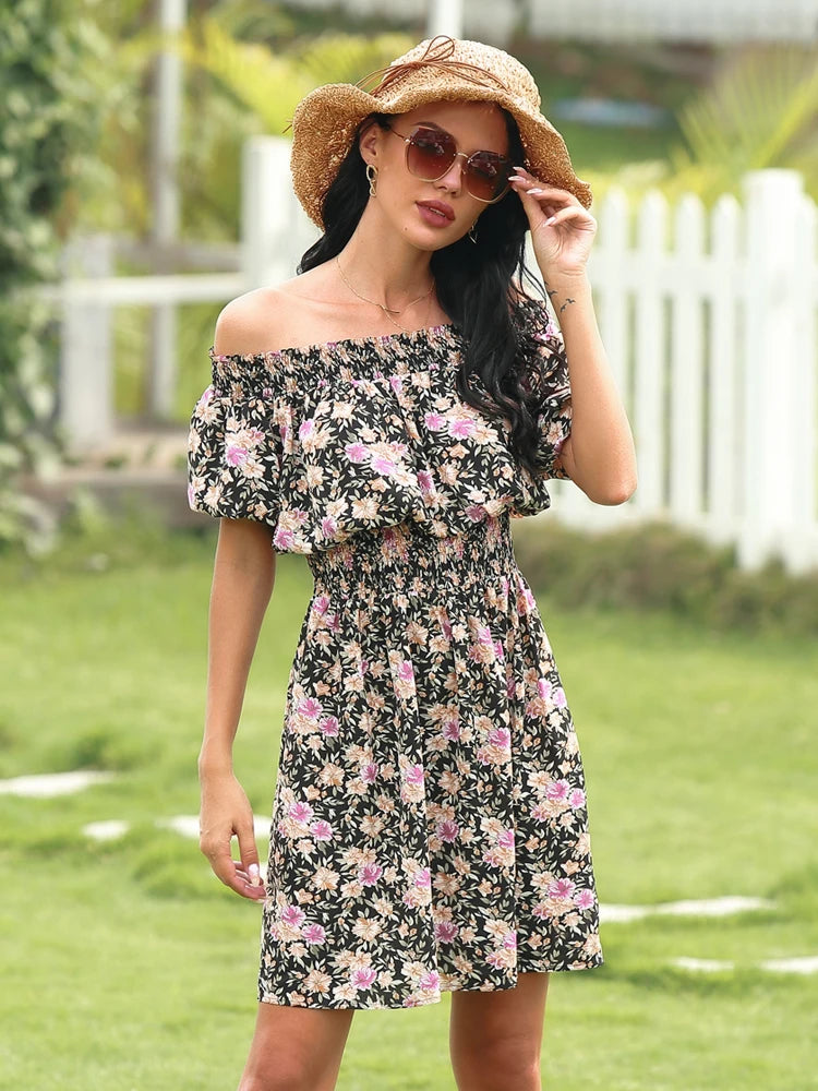 2025 Spring and Summer New Women's Printed Midi Dress .  S-3X