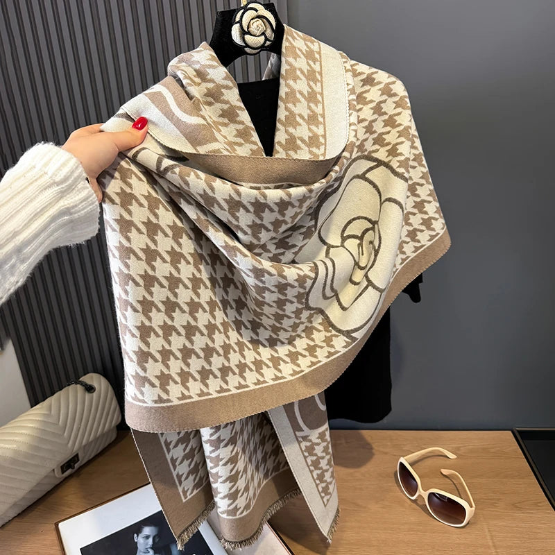 Fashion Print Cashmere Women Two-sided Scarf Winter Warm Shawl and Wrap Pashmina