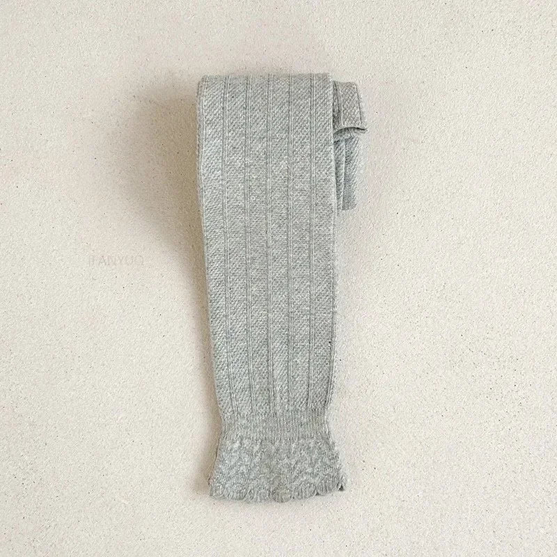 Spring Autumn Baby Pants - Newborn Girl Trousers Solid Lace Ruffle Cotton Student Uniform Legging 1-12 Years