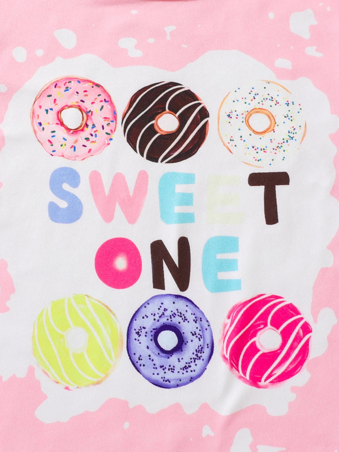 Girls two-piece set cartoon donut  print anime flared pants set . 4-7 Yr