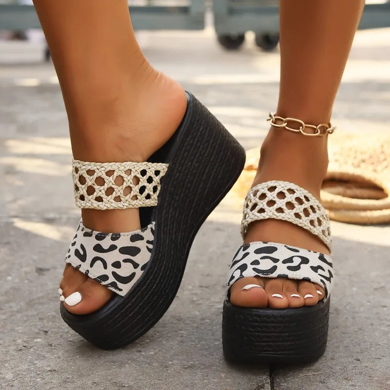 Women Wedge Heels Peep Toe Sandals Thick Sole Summer Slides Women Shoes Zapatillas Mujer