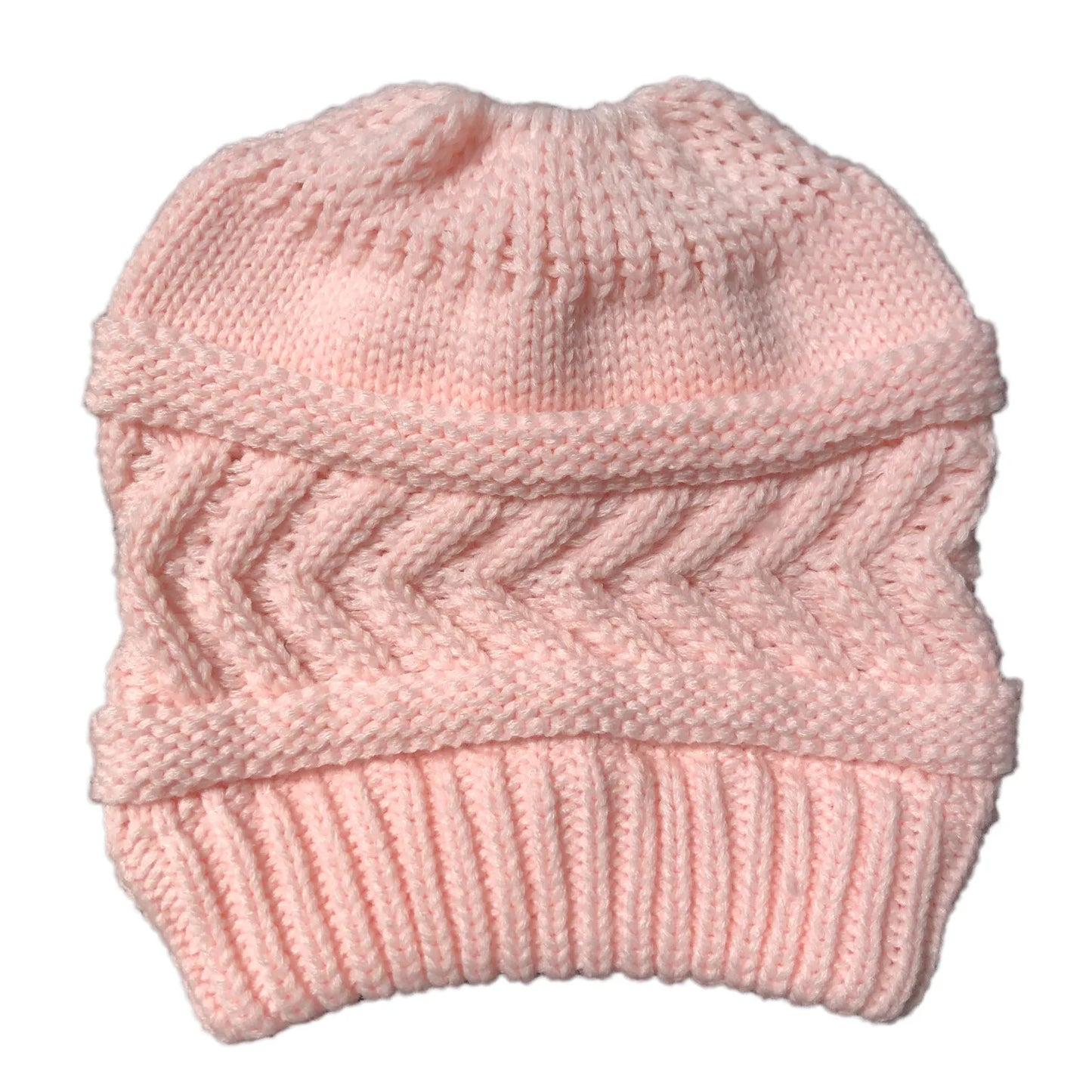 Winter Solid Cap Color Beanie Hat Dome Warm Horsetail Knit Hat women's Solid Color Fashion Outdoor
