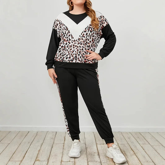 New Plus Size Leopard Print Comfortable Casual Set.  XL-3X