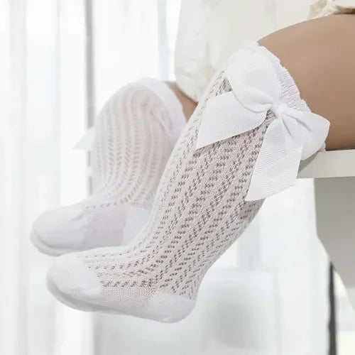 0-24Month Baby Girl Socks Toddler Bow Cotton Lace Baby Knee Socks Newborn Infant Baby Princess Long Socks 2025