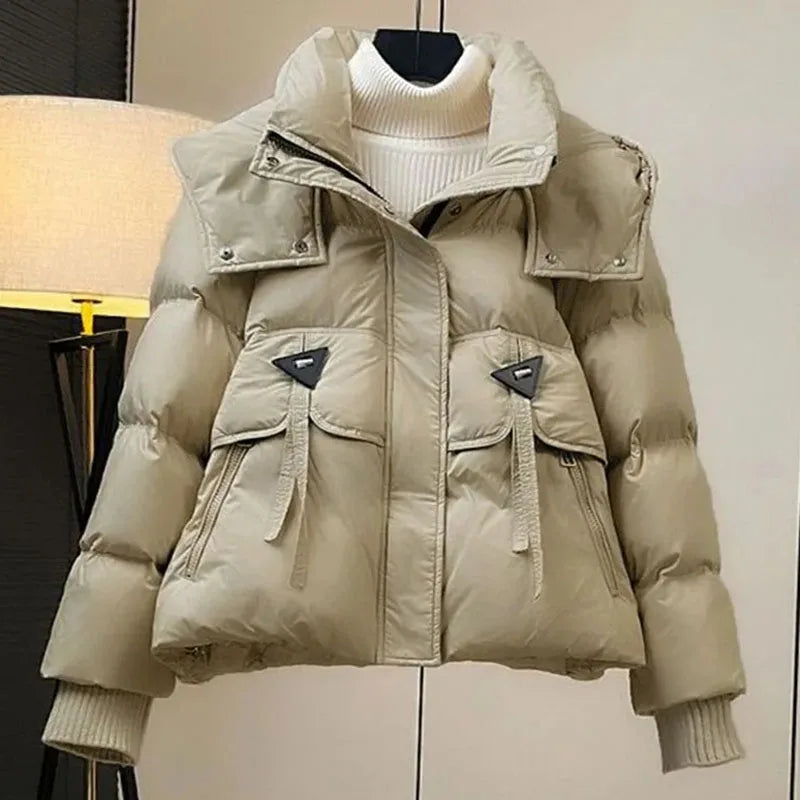 Women's Hooded Down Cotton Jacket - Loose Fit Padded Winter Coat.  S-2x