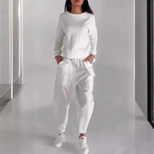 New Fashion Lace-up Craft Multi-pocket Trendy Sport Solid Color Casual Pants Set for Women.  S-3X