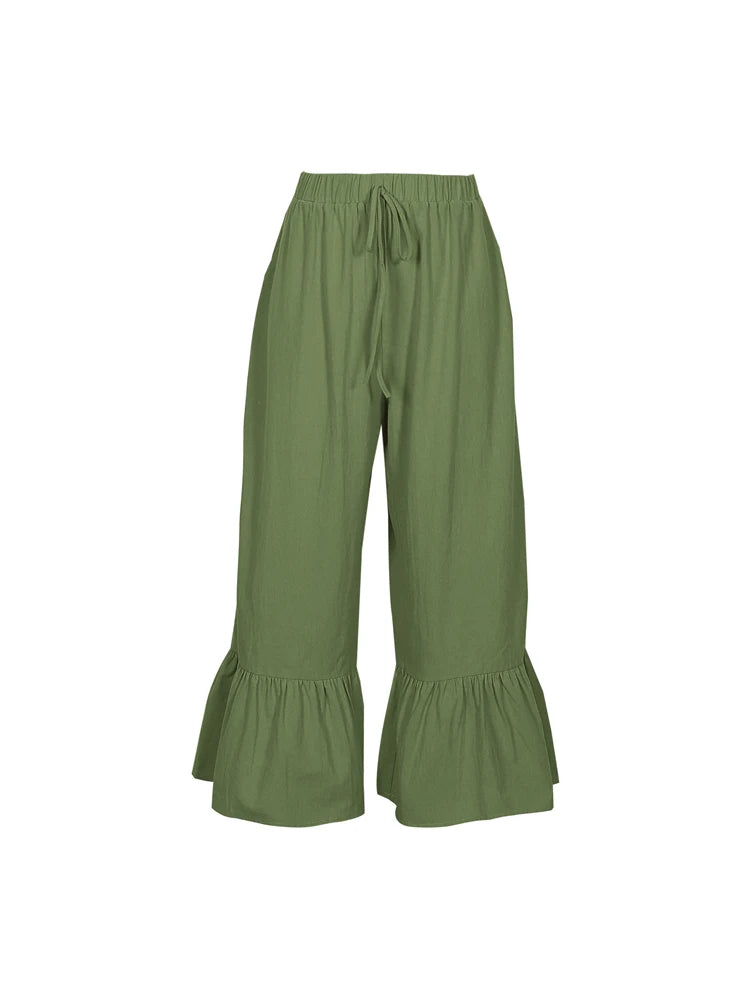 Plus Size 2025 New Women's Elastic Waist Wide Loose Large Size Casual Pant.