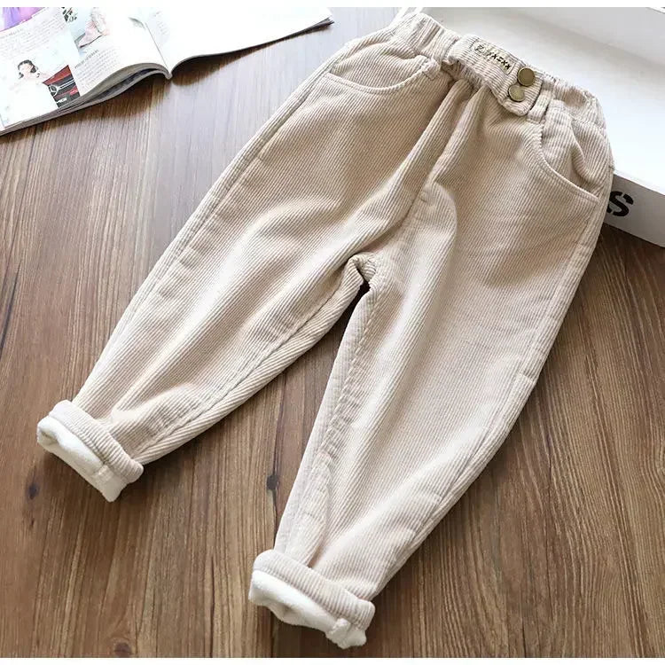 Kids Corduroy Harem Pants - Girls Warm Winter Trousers