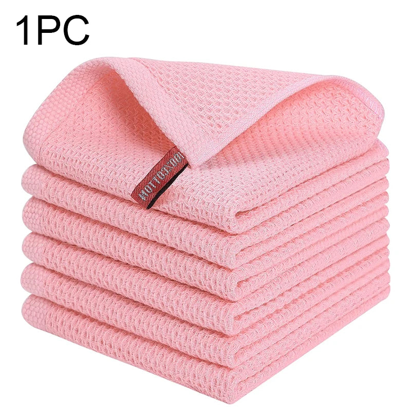 Cotton Rag Honeycomb Grid Dishcloth Towel Soft Absorbent Breathable Quick-drying Dish Cloth Hand Towels For Kitchen Cleaning