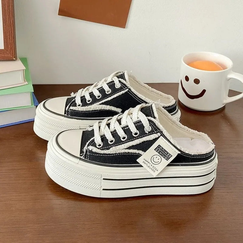 New Women's Canvas Breathable Casual Sport Thick Soled Shoes .