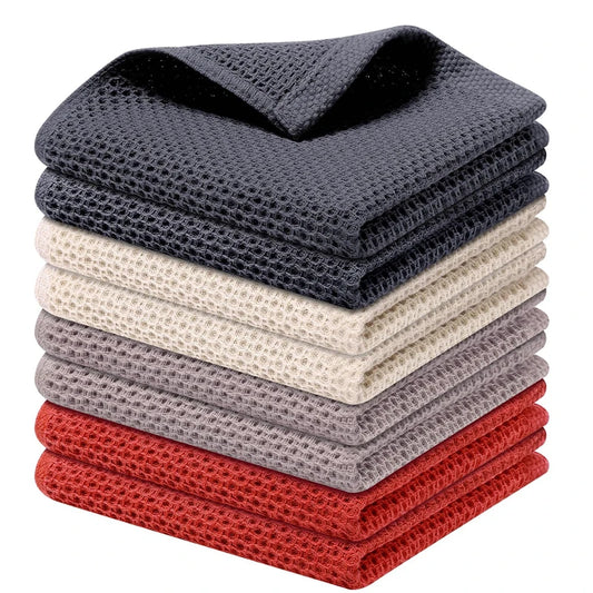 Cotton Rag Honeycomb Grid Dishcloth Towel Soft Absorbent Breathable Quick-drying Dish Cloth Hand Towels For Kitchen Cleaning