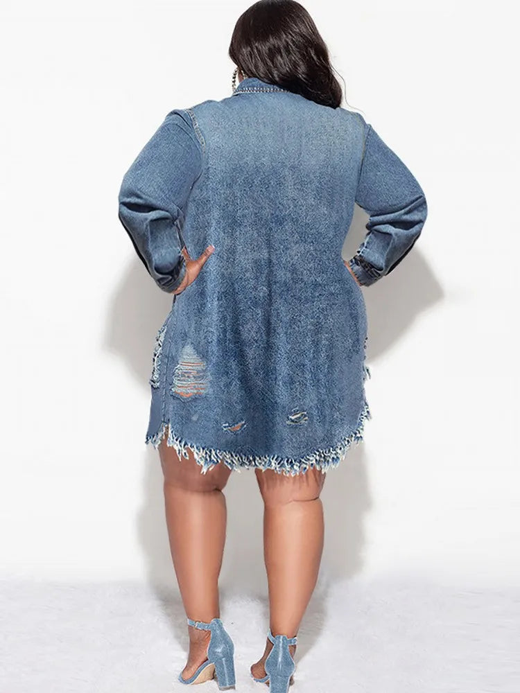 XL-5XL Plus Size Dress Loose Street Style Casual Midi Dress.