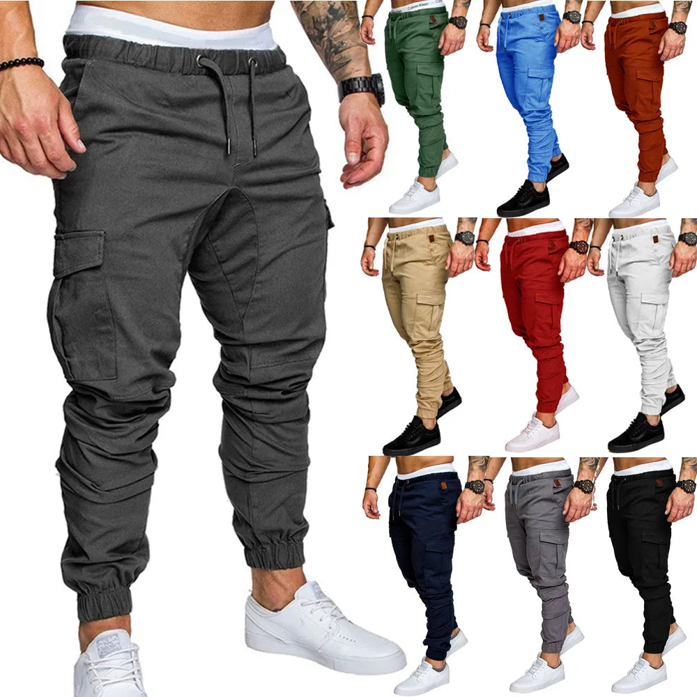 New Men's Woven Quick Dry Fabric Casual Pants Street-wear Multi-pocket Casual Pants.  S-5X