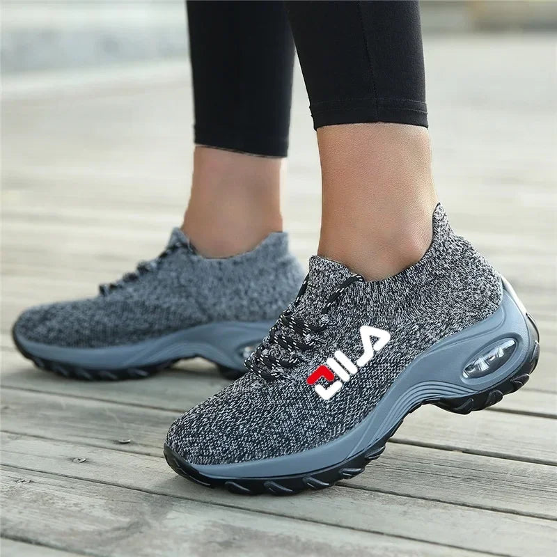 Women Tennis Breathable Mesh Height-increasing Slip-on Sneakers Thick Bottom Platform