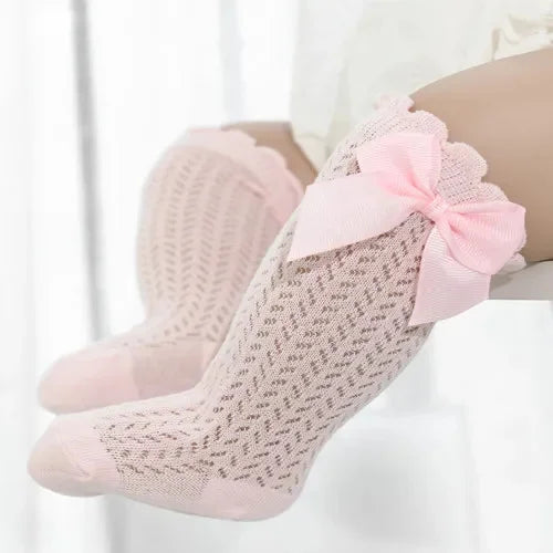0-24Month Baby Girl Socks Toddler Bow Cotton Lace Baby Knee Socks Newborn Infant Baby Princess Long Socks 2025