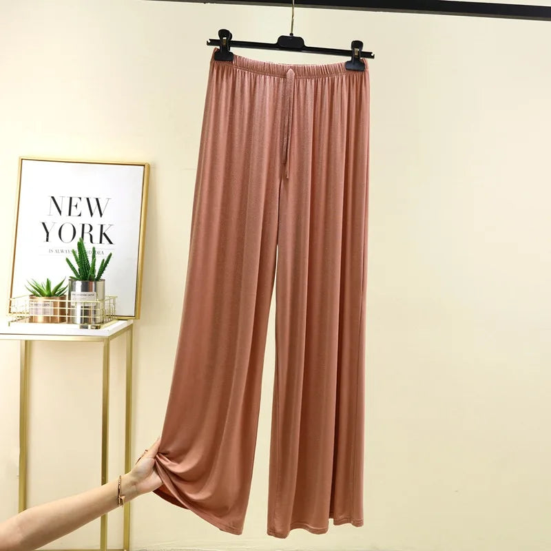 Plus size L to 6XL Women's wide leg pants high waist Loose Long solid colour Casual Pants